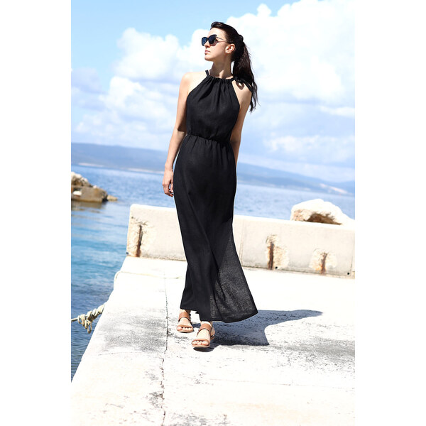 Lotika Maxi šaty s rázporkom zo 100% lanu 62971574