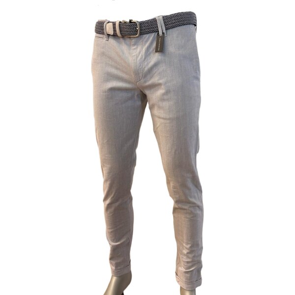 Pánske melanžové bavlna-ľan nohavice ALBERTO slim fit 62971773