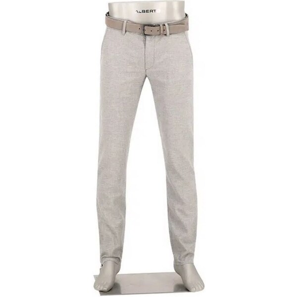 Pánske sivé melírované Luxury bavlna-ľan nohavice ALBERTO regular fit 62971776