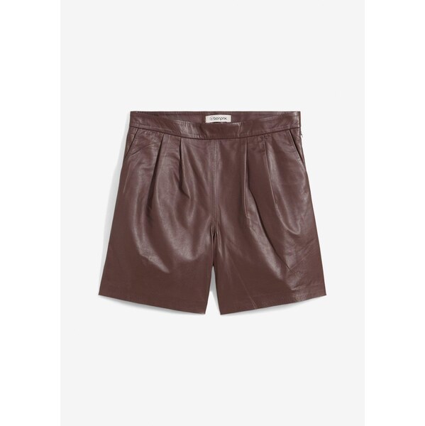 bonprix Kožené šortky z jahňacej kože, farba hnedá 62972740