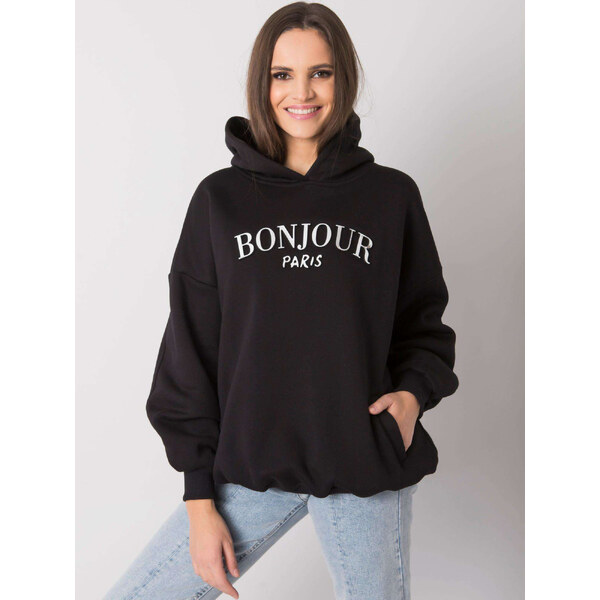 RUE PARIS Čierna dámska oversize mikina s kapucňou RV-BL-7357.35X 57948793