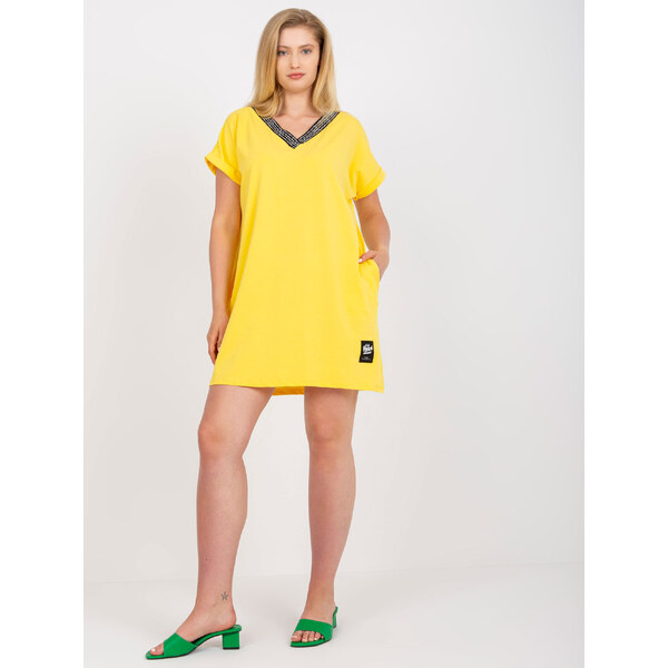 RELEVANCE Žlté mini šaty lemované nápismi -RV-BZ-7862.10P-yellow 57950303