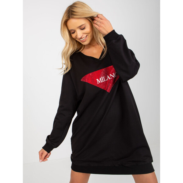 VITON Čierne mikinové šaty Milano -VI-BL-3113.73P-black 36840642