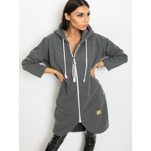 BASIC Šedá dlhá dámska mikina RV-BL-4742.20P-grey 19719195