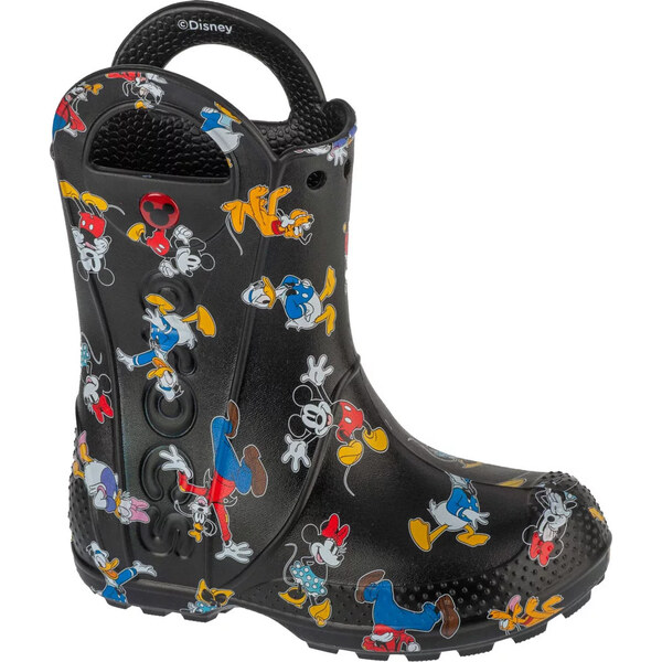 Čierne vzorované detské gumáky Crocs Mickey Friends Handle It Boot 63233269