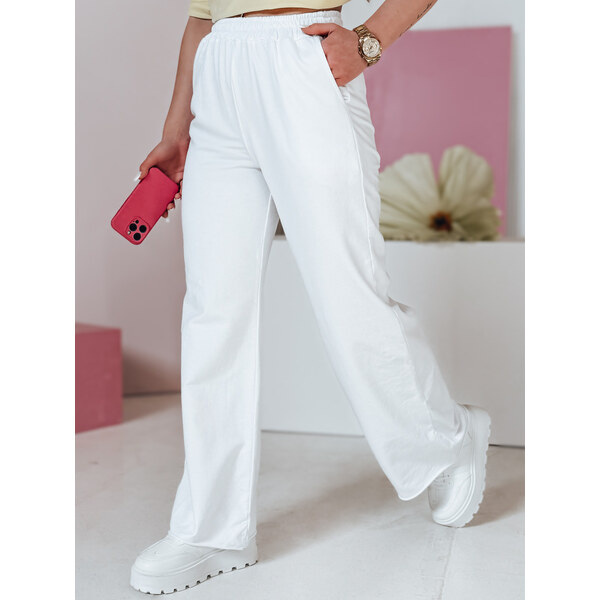 BASIC Biele dámske široké tepláky DRESLINA UY2693 63233264