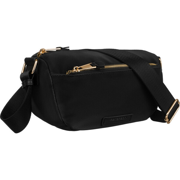 Czarna, nylonowa listonoszka damska z kieszonką zewnętrzną - Peterson 62980347