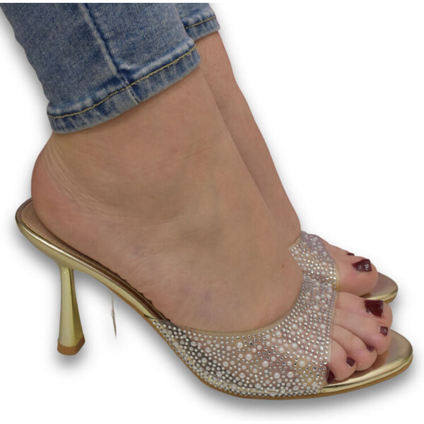 SS Dámske elegantné zlaté šľapky BRIA 62984943