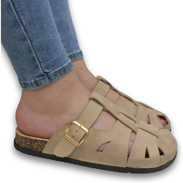 SS Dámske béžové šľapky MIRA 62984948