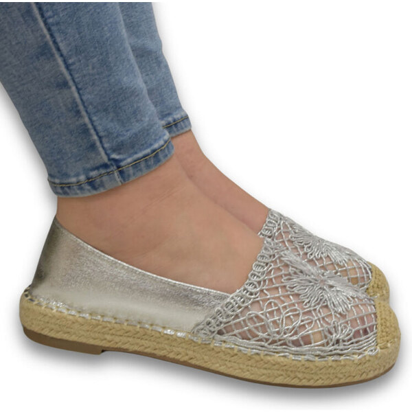 JOHN-C Dámske strieborné espadrilky LINDA 62984952