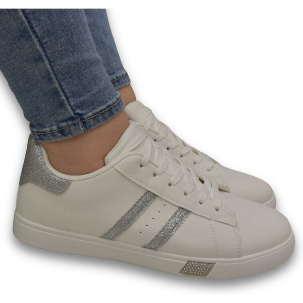 SS Dámske bielo-strieborné tenisky VIVIEN 62984961