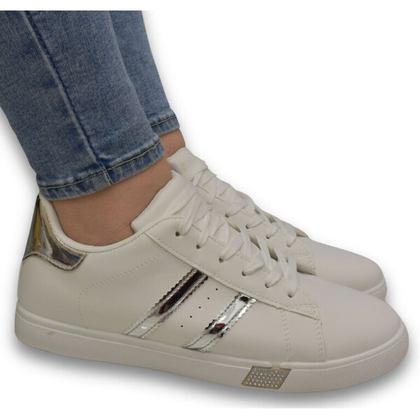 SS Dámske bielo-strieborné tenisky VIVIEN 62984962