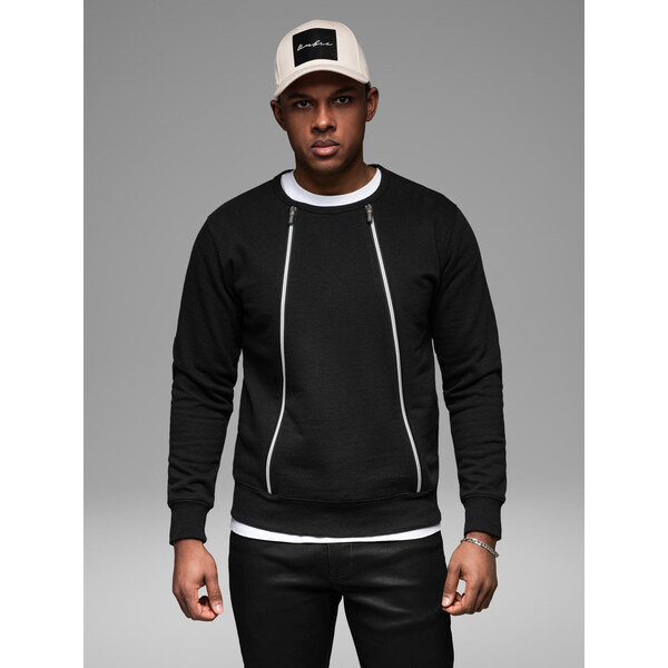 Ombre Mens sweatshirt with decorative front zips - black 64790838