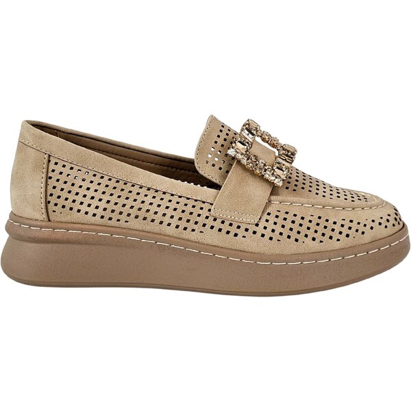 Béžové dámske mokasíny Laura Biagiotti Nubuk Sand 62985916