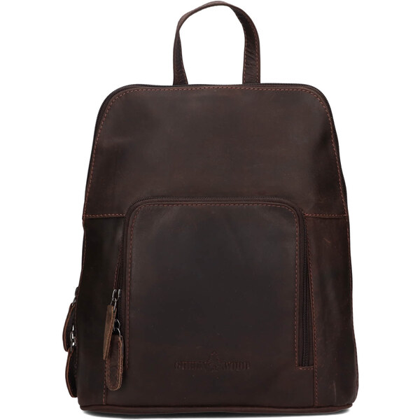 Vintage dámsky kožený batoh Greenwood Anites - tmavo hnedá 62988746