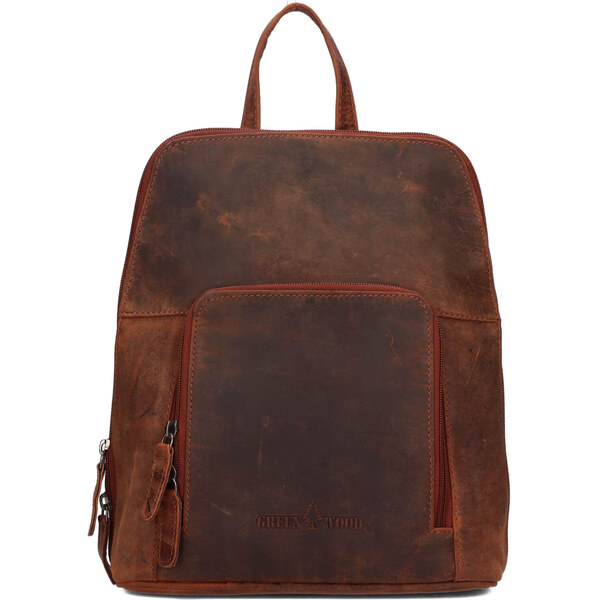 Vintage dámsky kožený batoh Greenwood Anites - koňak 62988747