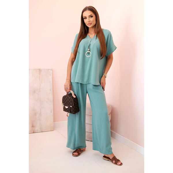 Fashionweek Talianska súprava blúzka a nohavice s náhrdelníkom K6433 51020713