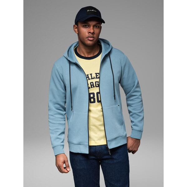 Ombre Unzipped hoodie sweatshirt in streetwear style - light blue 64790837