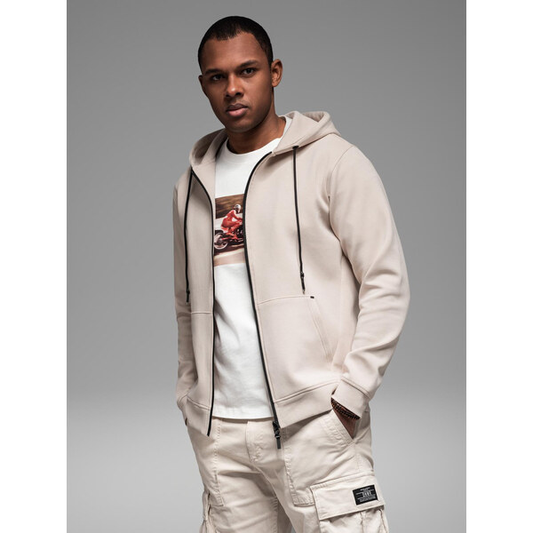 Ombre Sweatshirt unzipped hoodie in streetwear style - sand 64790844
