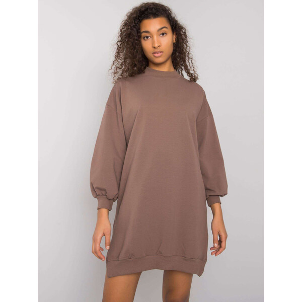 RUE PARIS Hnedé basic mikinové šaty Maretta RV-SK-7207.03-brown 57948649