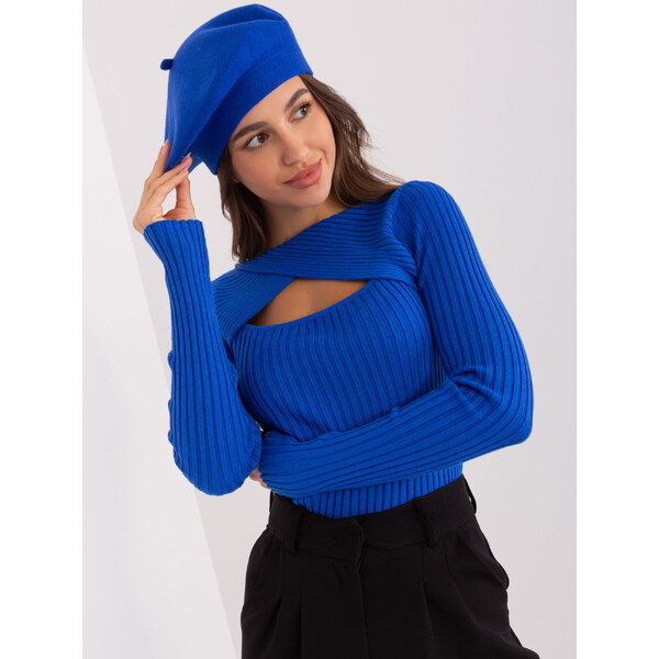ITALY MODA Modrý hrejivý baret AT-SK-231305.85P-cobalt 66148927