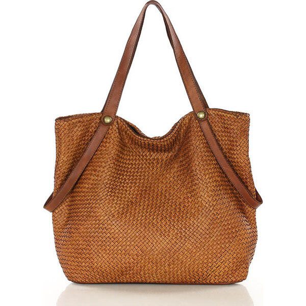 MARCO MAZZINI Camel veľká taška shopper z tkanej kože (v244c) 60312353