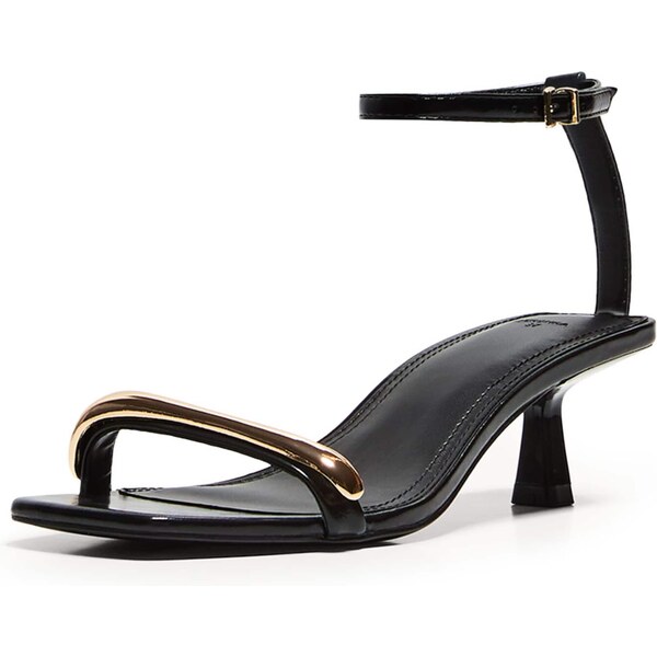 Bershka Remienkové sandále zlatá / čierna 63161409