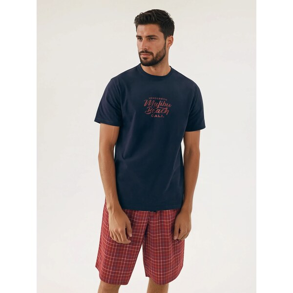 Henderson Pánske bavlnené pyžamo krátke Dash 42622-59X tmavomodro 63005621