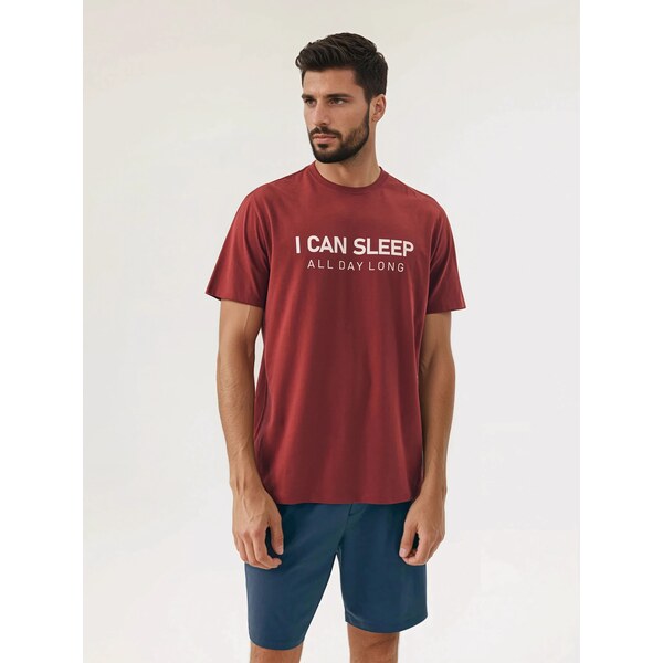 Henderson Pánske bavlnené pyžamo krátke Sleeper 42614-33X červeno 63005620