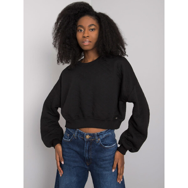 BASIC FEEL GOOD Čierna prešívaná dámska skrátená mikina RV-BL-7450.64 29265548