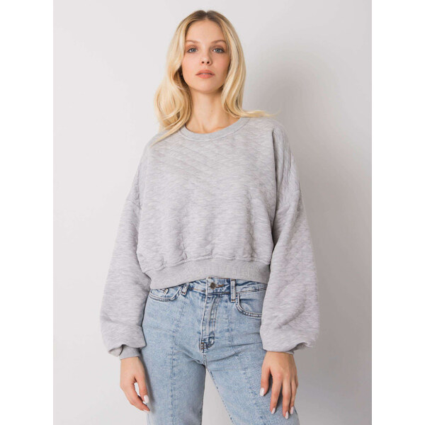 BASIC FEEL GOOD Svetlosivá prešívaná dámska skrátená mikina RV-BL-7450 29265577