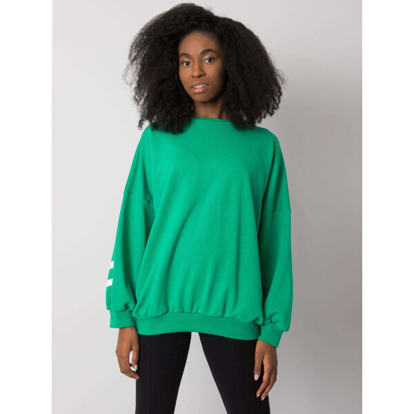 BASIC Zelená voľná mikina Brook s nápismi na rukávoch a chrbte EM-BL 29265733