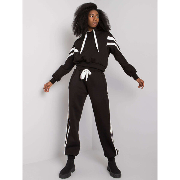 BASIC Čierna dámska tepláková súprava s čiernymi pruhmi EM-KMPL-700 29386091