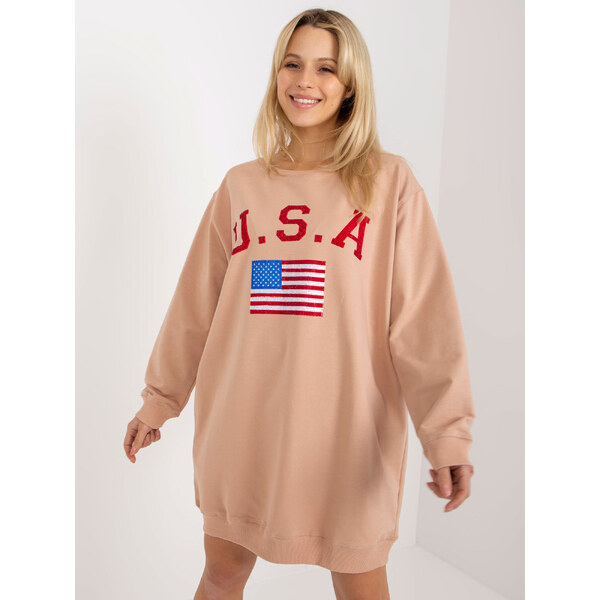 BASIC Béžové mikinové šaty USA VI-BL-3192.23P-beige 37156590