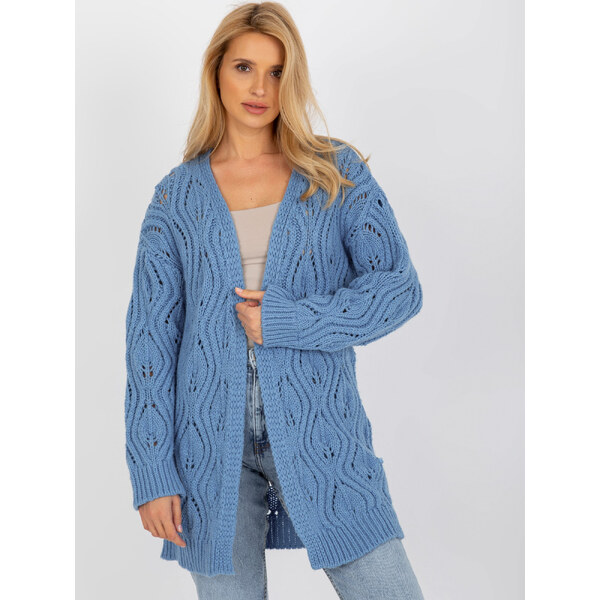 BASIC Modrý kardigan so vzormi BA-SW-3021.00P-blue 44453079