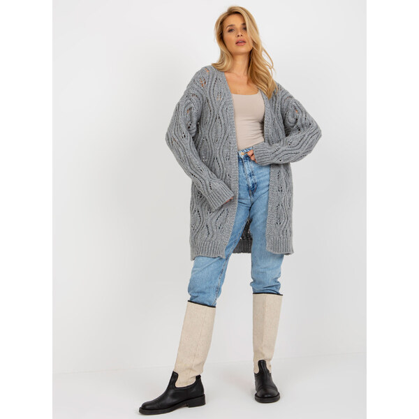 BASIC Sivý kardigan so vzormi BA-SW-3021.00P-grey 44453073