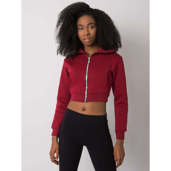 RUE PARIS Bordová dámska krátka mikina na zips RV-BL-7305.79-bordo 57948801