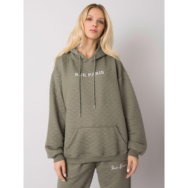 RUE PARIS Khaki dámska prešívaná mikina s kapucňou RV-BL-7452.16-khaki 57948804