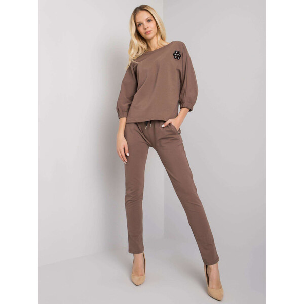 RUE PARIS Hnedá dámska tepláková súprava RV-KMPL-7363.25P-brown 57949018