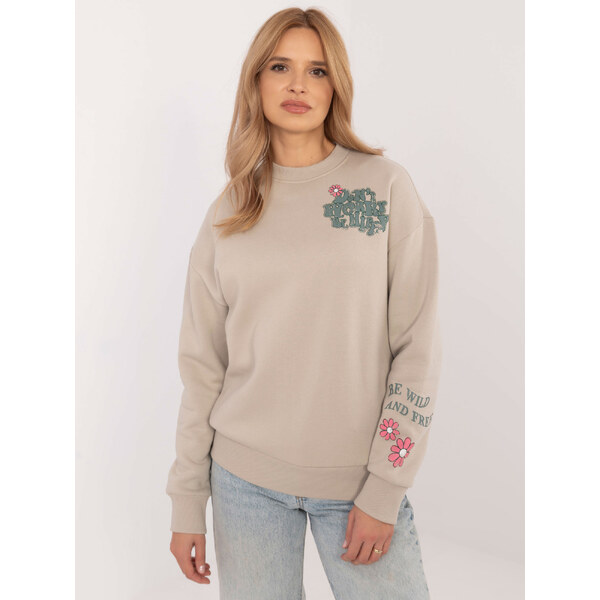 SUBLEVEL Béžová dámska teplá mikina s potlačou D10600T02568G-beige 60418916