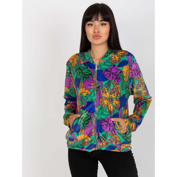 RUE PARIS Zelená bomber mikina s farebným vzorom -RV-BL-8119.45-green 57950675