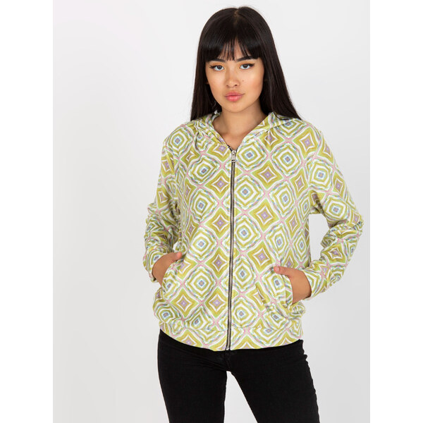 RUE PARIS Svetlozelená vzorovaná mikina RV-BL-8187.28-light green 57950677