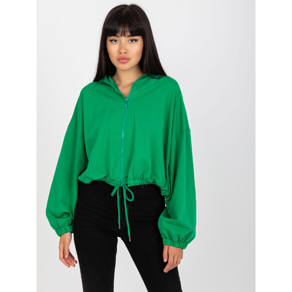 RUE PARIS Zelená mikina s viazaním v páse -RV-BL-8081.36P-green 57950682