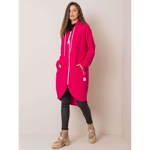 BASIC Ružová dámska dlhá mikina na zips RV-BL-4742.20P-fuchsia 21326283