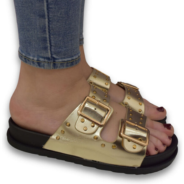 JOHN-C Dámske zlaté šľapky AURELIA 63013235