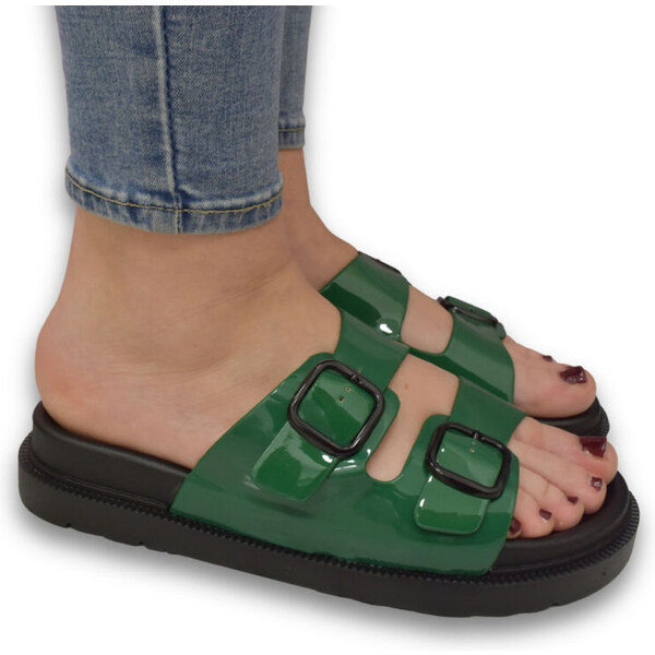 JOHN-C Dámske zelené šľapky s prackami LUMINA 63013243