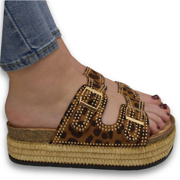 JOHN-C Dámske hnedé šľapky na platforme SALVAJE 63013247