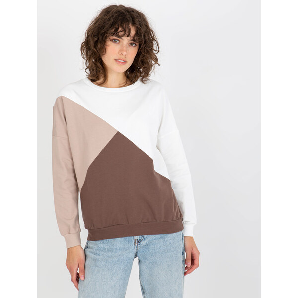RELEVANCE Colorblock mikina - biela/béžová/hnedá -RV-BL-8463.41P 57951166