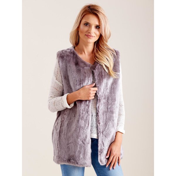 BASIC Šedá dámska chlpatá vesta AT-KZ-4102-2.25P-gray 19821486