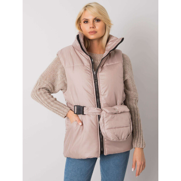 BASIC Béžová dámska vesta s pásikom EM-KZ-611.40X-beige 27199217